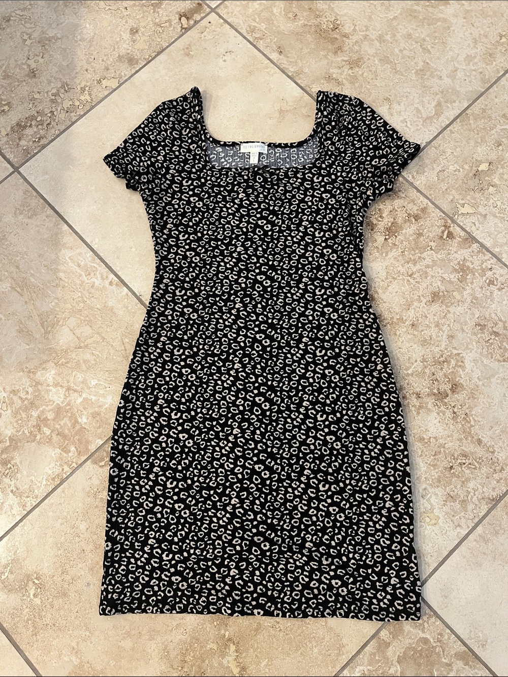 See You Monday Black Leopard Print Mini Dress L